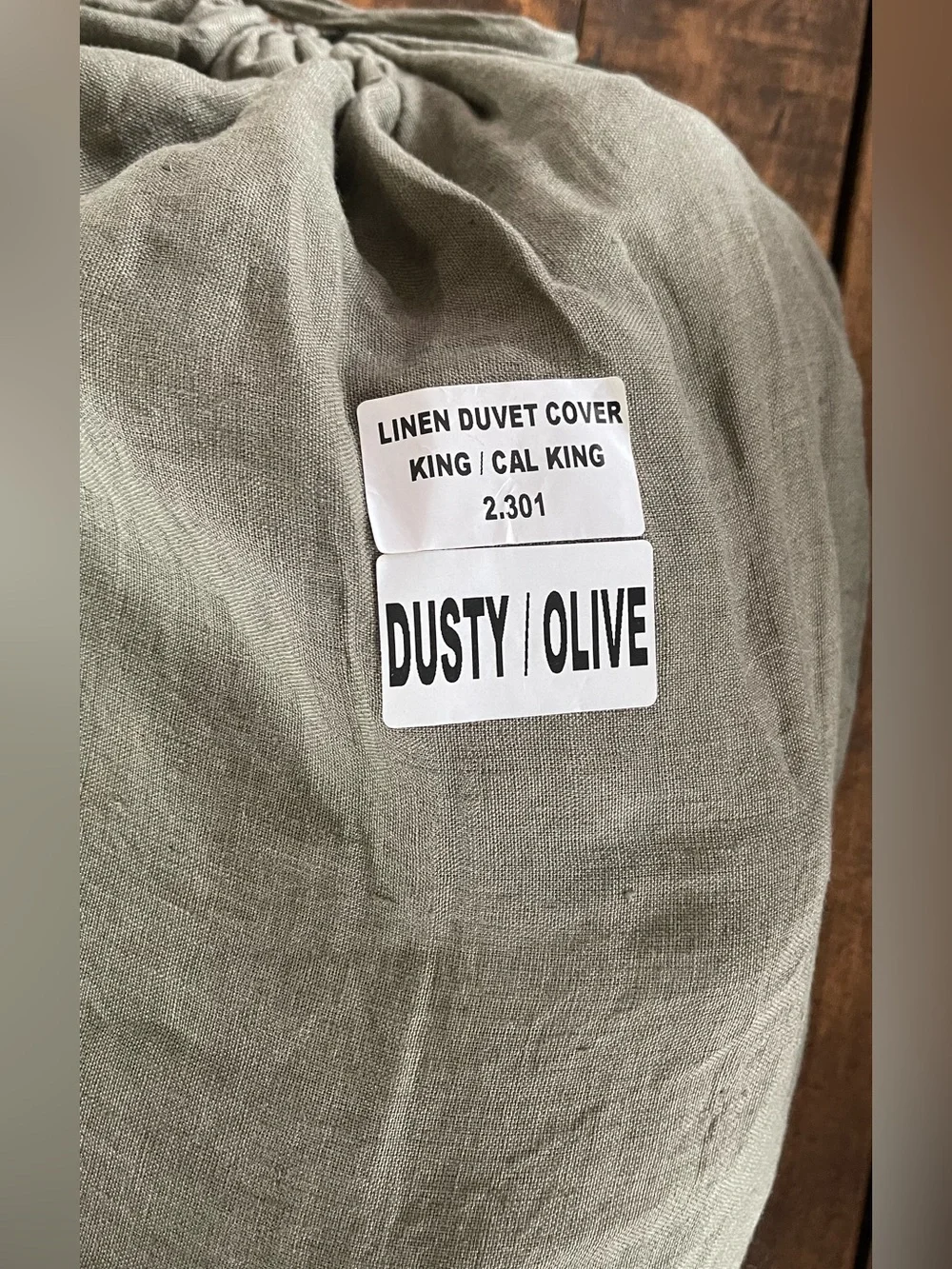 NWOT Quince European Linen 1 Piece Duvet Cover, King/Cal  (Dusty Olive)